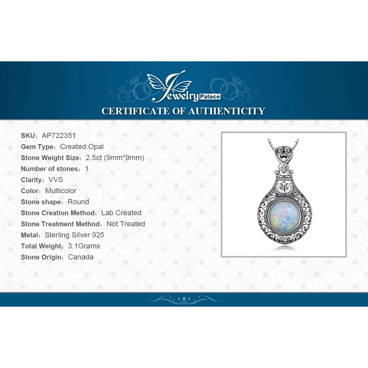 JewelryPalace Vintage 2,5 ct Cabochon Synthetischer Opal 925 Sterling Silber Herz Liebe Statement Anhänger Halskette Choker Nr._voghion.com