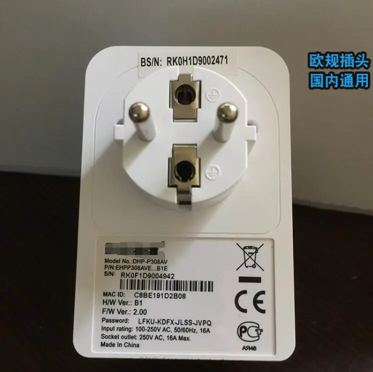 0.95New 500 Мбит/с DHP-P308AVPowerline адаптер HomePlug транзитная пересылки для адаптера