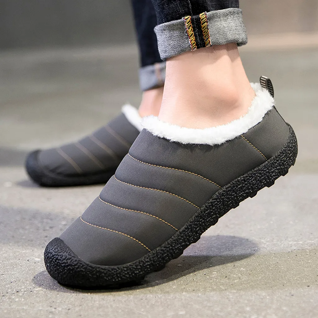 Модные мужские зимние тапочки; бархатная теплая спортивная обувь для улицы; водонепроницаемые зимние хлопковые ботинки; chausson homme hiver chaud;# y2