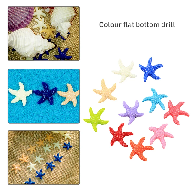 New 10 Pcs Resin Cute Miniature Starfish Fish Tank Landscape Aquarium Ornaments Decor Special Small Starfish Flat-Bottomed Dril
