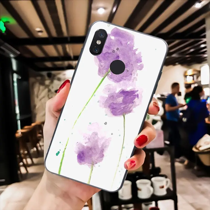 Watercolor flower Dandelion Lotus lavender Purple Pink