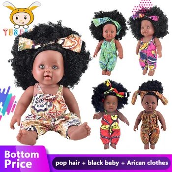 

American reborn black doll bebek silicone hair vinyl baby newborn Rapunzel boneca safety eyes baby soft toy girl gift party