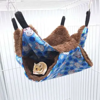 

Cute Small Pets Hammock Double-layer Plush Fleece Soft Winter Warm Hanging Nest Sleeping Bed Hamster Rabbit Floral Print House