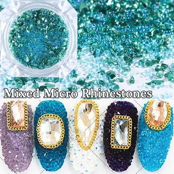 

1 Box Crystal AB Glass Nail Caviar Beads Glitter Rhinestones For Nails Design Nail Art Decorations Tiny 3D Micro Beads