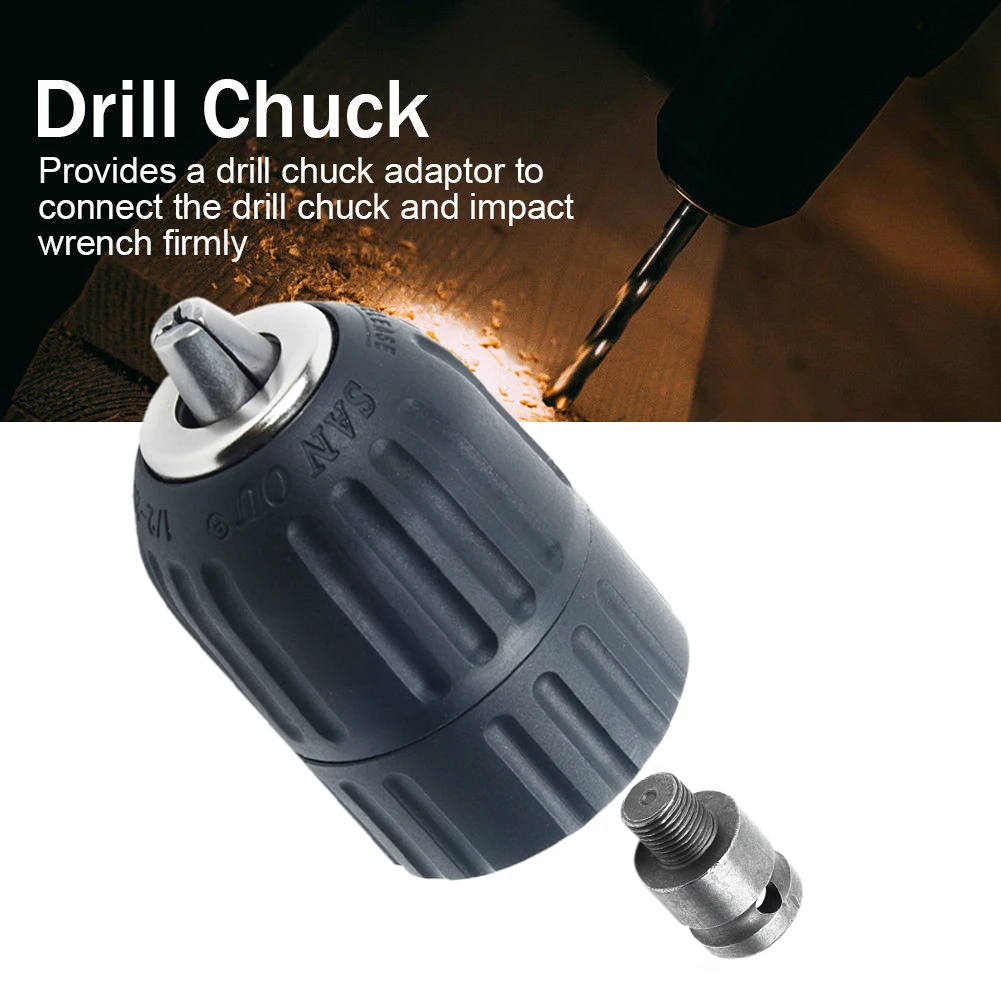 2-13mm 1/2" Keyless Drill Chuck Screwdriver Impact Driver Adapter Hex Shank Kit 