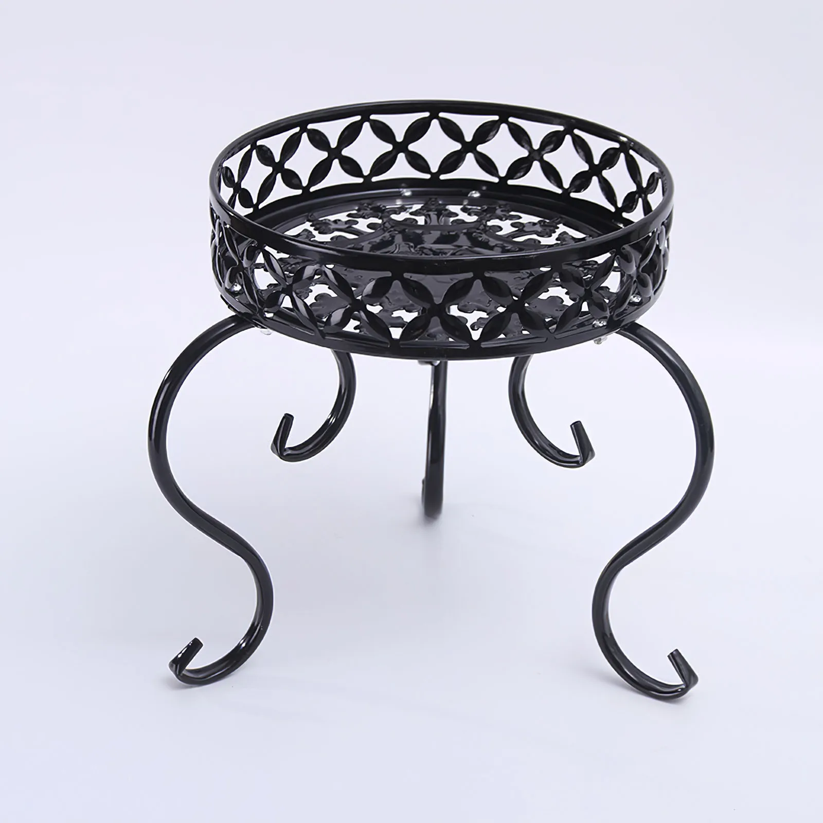 

Single-layer Wrought Iron Planter Stand Round Potted Plant Shelf Flower Pot Holder Floor Planter Rack for Patio Garden Balcony
