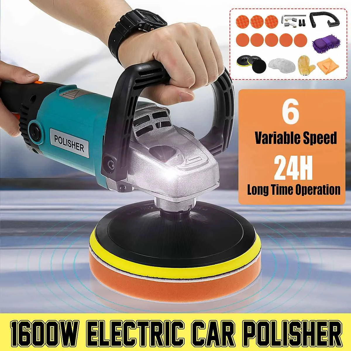 220V 1600W Car Electric Polisher 3000rpm Adjustable Speed Auto