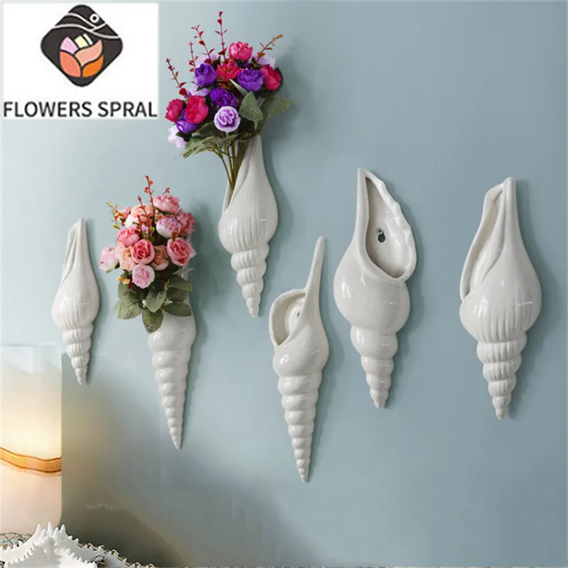 Nordic Style Three Dimensional Conch Flower Pot Ceramic Vase