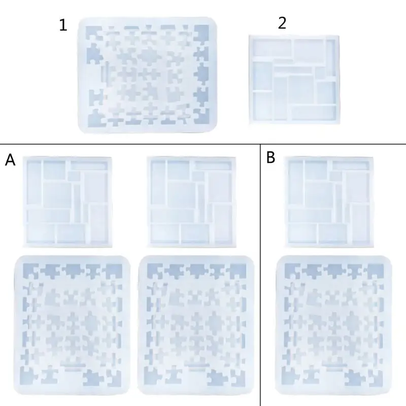 

3D Tangram Puzzle Mold Geometric Building Blocks Pendant Casting Silicone Resin Mold Puzzle Game Making Craft Mold Tools