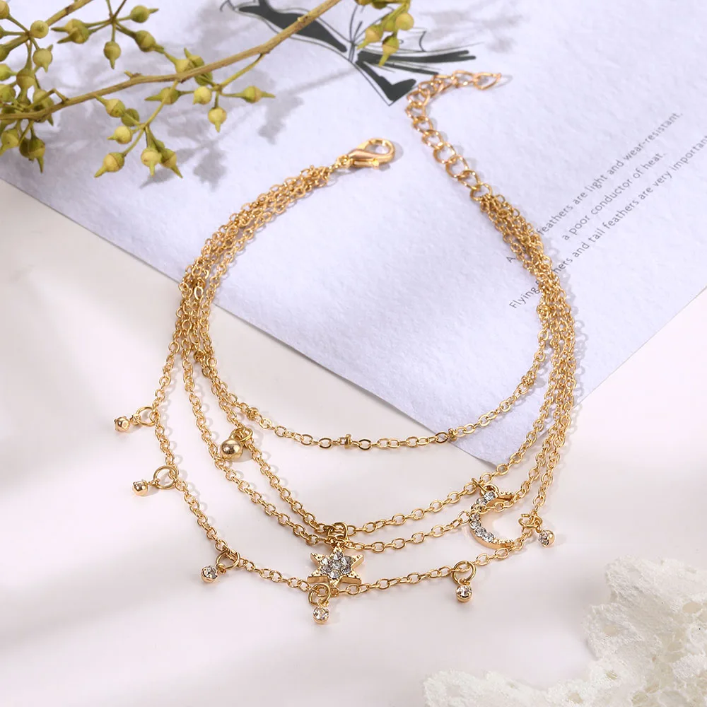 Silver Anklet Bracelet Ankle Chains Beads Anklet Fashion Accessories FNIO Bohemia Chain Anklets for Women Summer Beach Barefoot