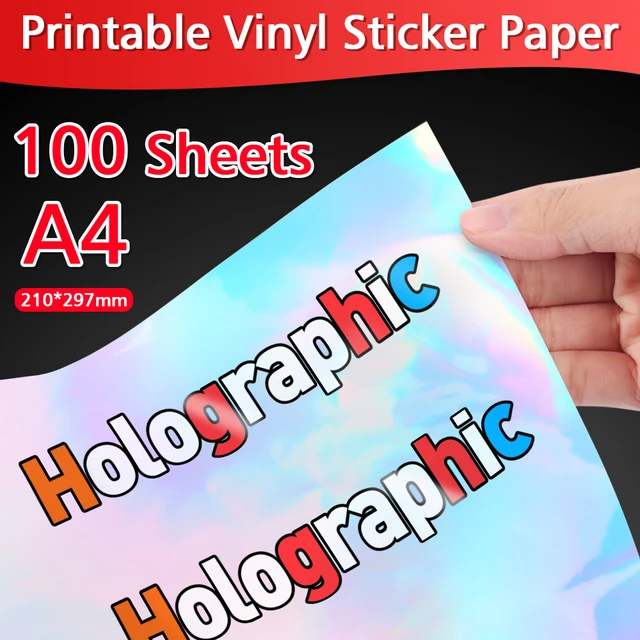 10Sheets Holographic Sticker Paper Vinyl Sticker Paper for Ink Jet Laser  Printer Printable Adhesive Waterproof Dries Quickly - AliExpress