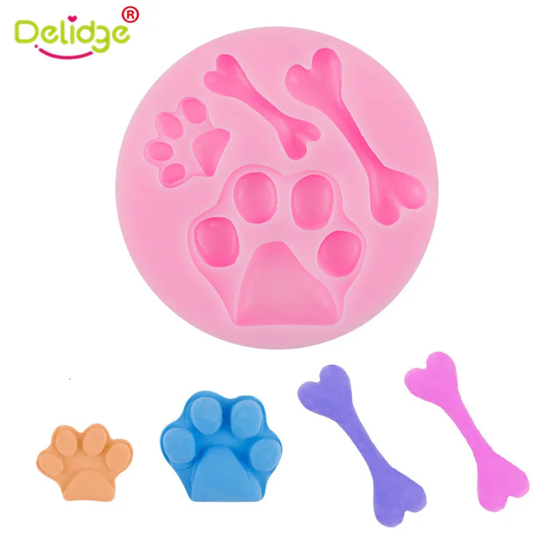 Delidge 1 шт., силиконовая форма в форме собачьей лапы и кости, форма для торта, 3D форма для шоколада, помадки, инструменты для украшения торта, DIY Форма для выпечки