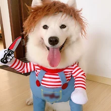 Pet Dog Clothes Comical Cosplay Costume Hoodies Funny Cat Clothes Outfits Holding A Knife Set Pet Cat Dog Festival Party