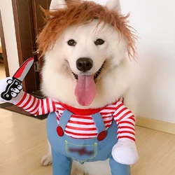 Pet Dog Clothes Comical Cosplay Costume Hoodies Funny Cat Clothes Outfits Holding A Knife Set Pet Cat Dog Festival Party