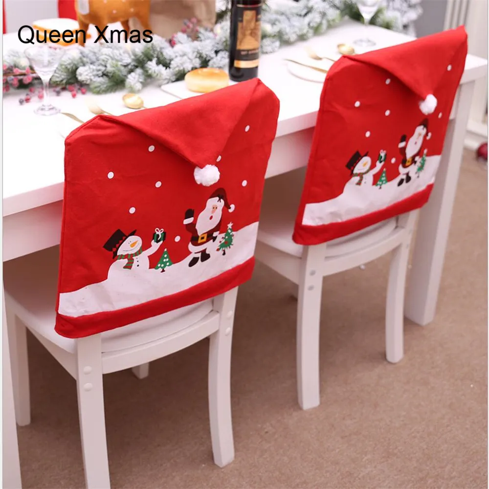 Декор, стул для вечеринок со снеговиком из мультфильма, Рождественский Декор, Санта Клаус, чехлы на стулья для столовой, домашние, вечерние