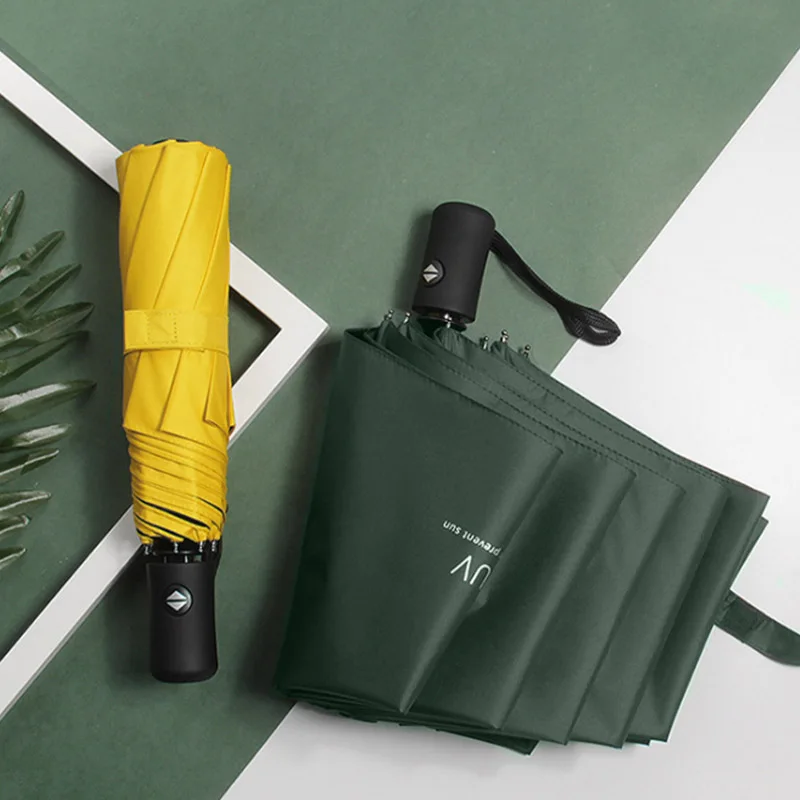 JESSE KAMM simple fashion style vinyl sunscreen strong wind resistant business umbrella creative three fold automatic | Дом и сад