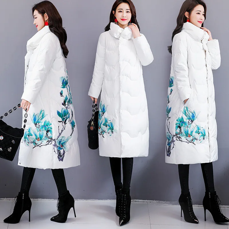 

Cotton-padded Clothes Women's Mid-length 2019 Winter New Style WOMEN'S Dress Loose-Fit Slimming over-the-Knee down Jacket Cotton