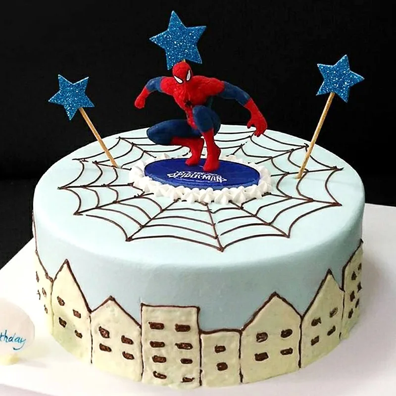 7pcs Set Spider Man Cake Action Figure Spider Man Theme Party Model Supplies Ornaments Kids Happy Birthday Cake Decoration Toy Aliexpress Home Garden