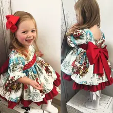 Г. Рождественское платье принцессы; милое платье для маленьких девочек; платье-пачка с бантом и поясом; милое детское платье для дня рождения