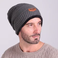 Cold-proof labeling knitted hat with wool brim and wool cap outdoor pullover hat with thick warm autumn and winter hat009