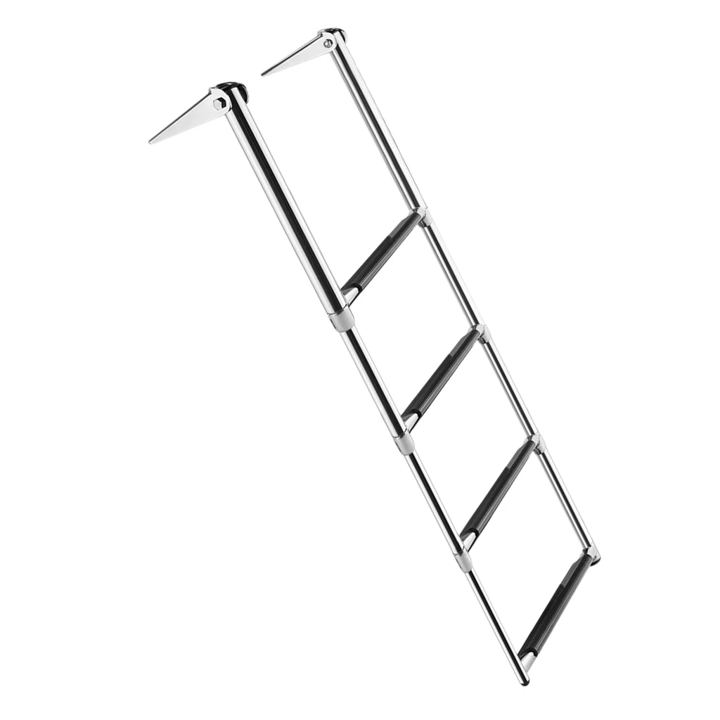 4 Steps Stainless Steel Telescoping Folding Ladder For Boat Marine Yacht 4 Steps Stainless Steel Telescoping Folding Ladder For Boat Marine Yacht