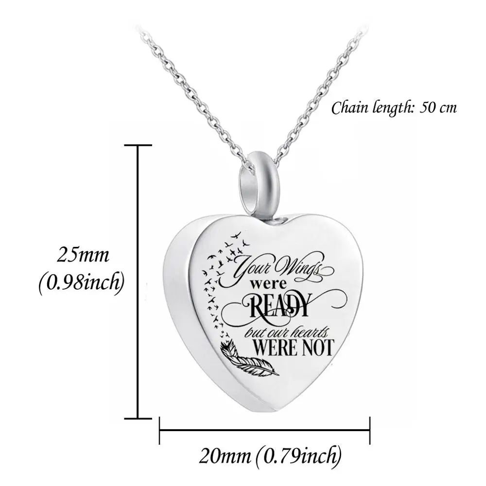 Heart Cremation Urn Necklace for Ashes Urn Jewelry Memorial Pendant with Fill Kit and Gift Velvet Bag