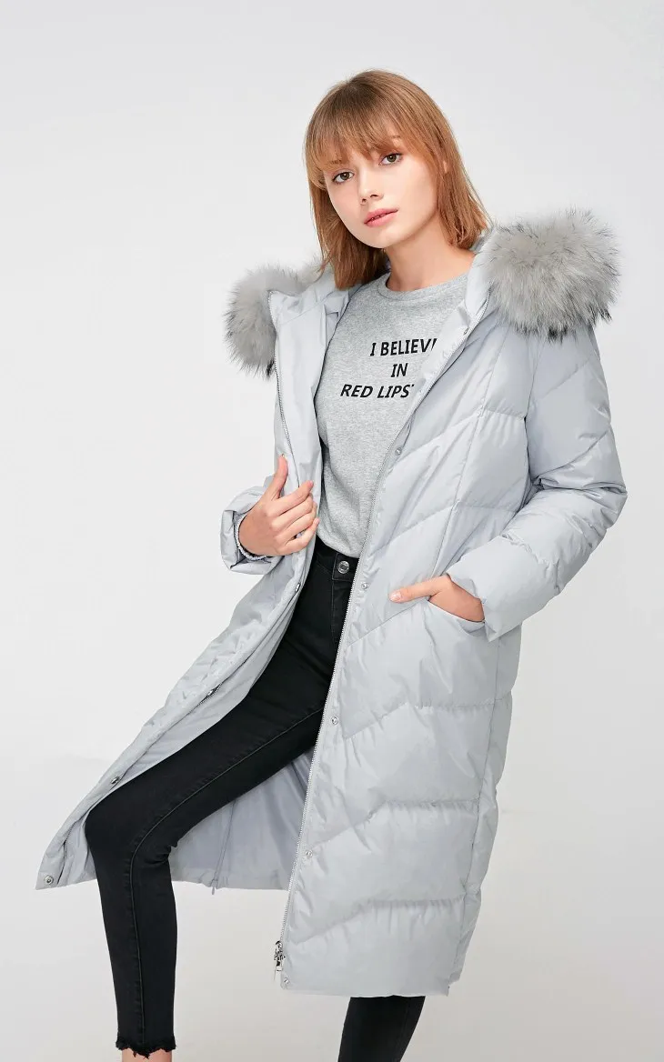 Vero Moda женский длинный пуховик с капюшоном из меха енота | 318412531