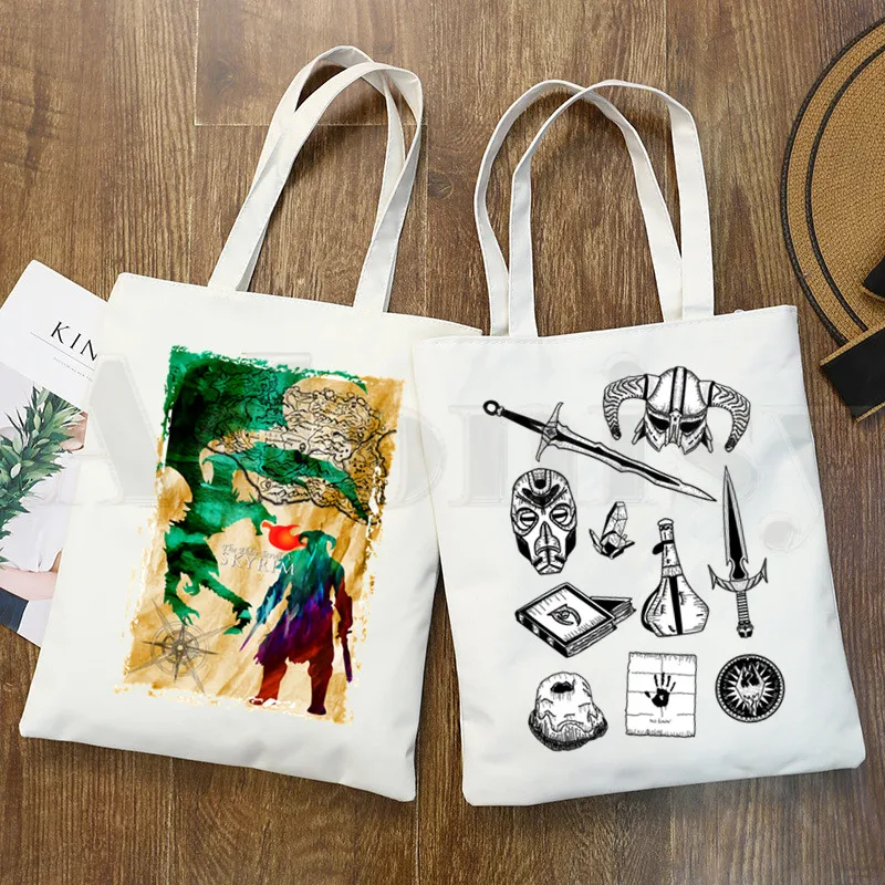 

The Elder Scrolls Skyrim We Know Hand Graphic Cartoon Print Shopping Bags Girls Fashion Casual Pacakge Hand Bag