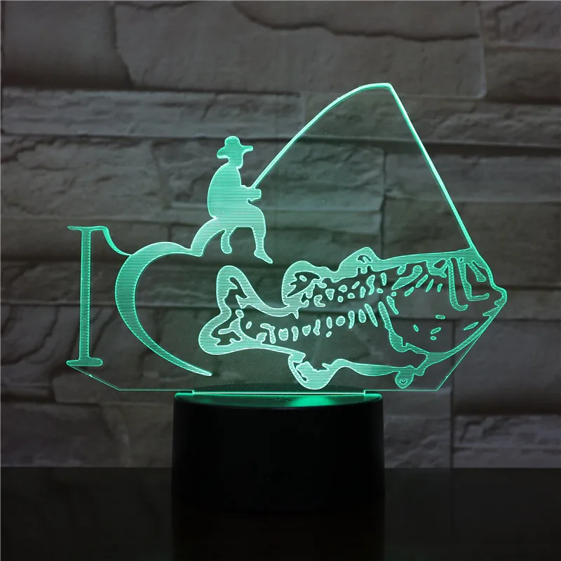 Creativ рыбалка Мужская настольная лампа 7 цветов Изменяемая 3D Новинка рыба