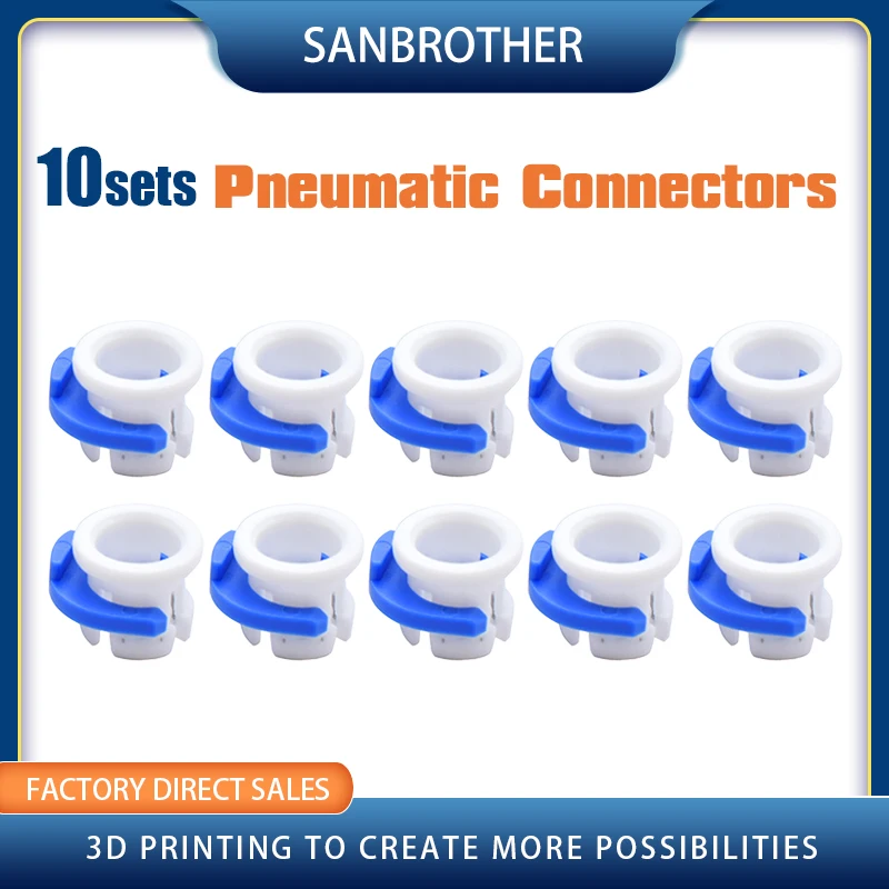 10 sets Pneumatic Connectors White Tube Clamp Blue Pipe Horse Clip Fixed 3D Printer Parts Shoe Coupling Collet Part