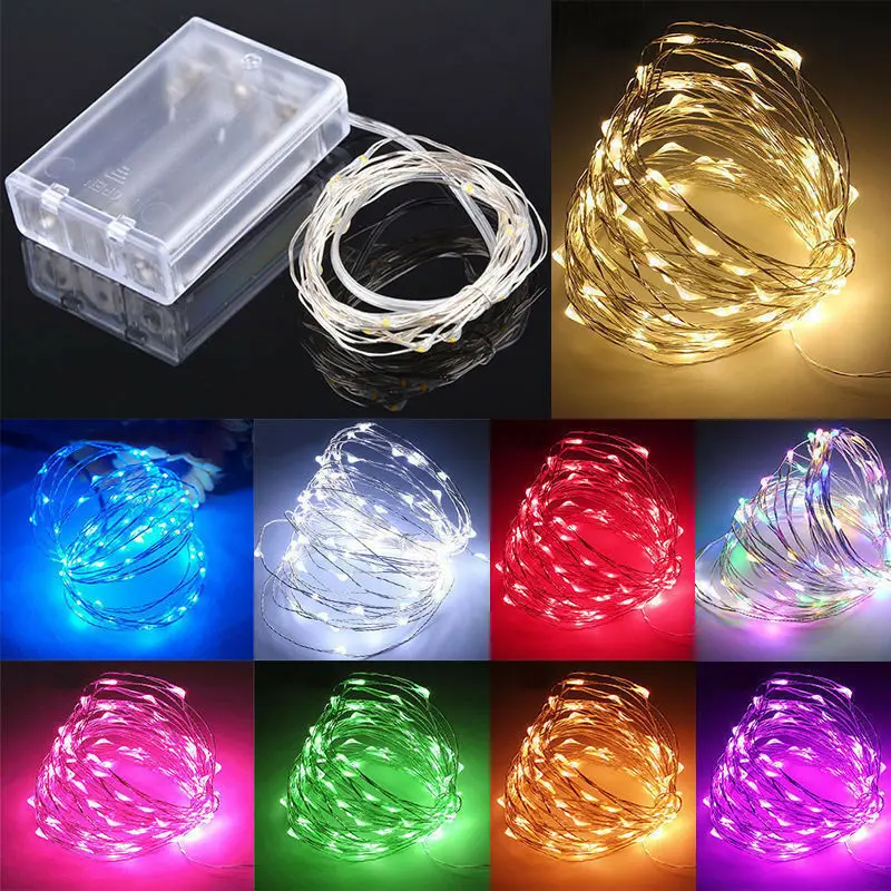 

1M 2M 3M 5M 10M Copper Wire LED String lights Holiday lighting Fairy Garland For Christmas Tree Wedding Party Decoration Navidad