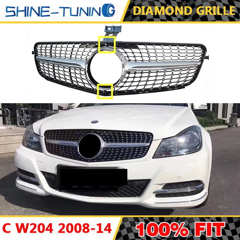 Front Grill Geeignet Fur Mercedes C Klasse W204 Diamant Grille Glanz Matte Schwarz C180 C200 C300 C250 C350 2008 14 Mit Emblem Diamond Grill Grills Diamondc250 Grill Aliexpress