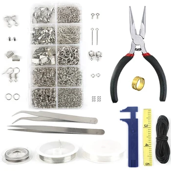

DIY Bracelet Necklace Accessories Material Set Tool Wire Set Rings/Receptacle/Lobster Clasp/Pliers/Tweezers/Copper Wire