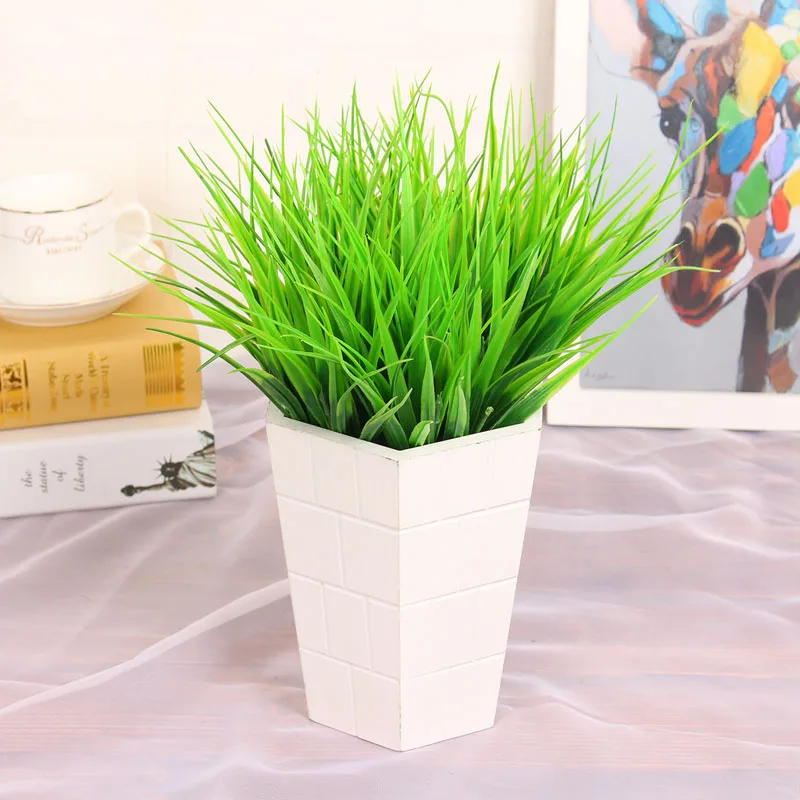 Artificial Plants Green Grass Plastic Plant Simulation Grass Desktop