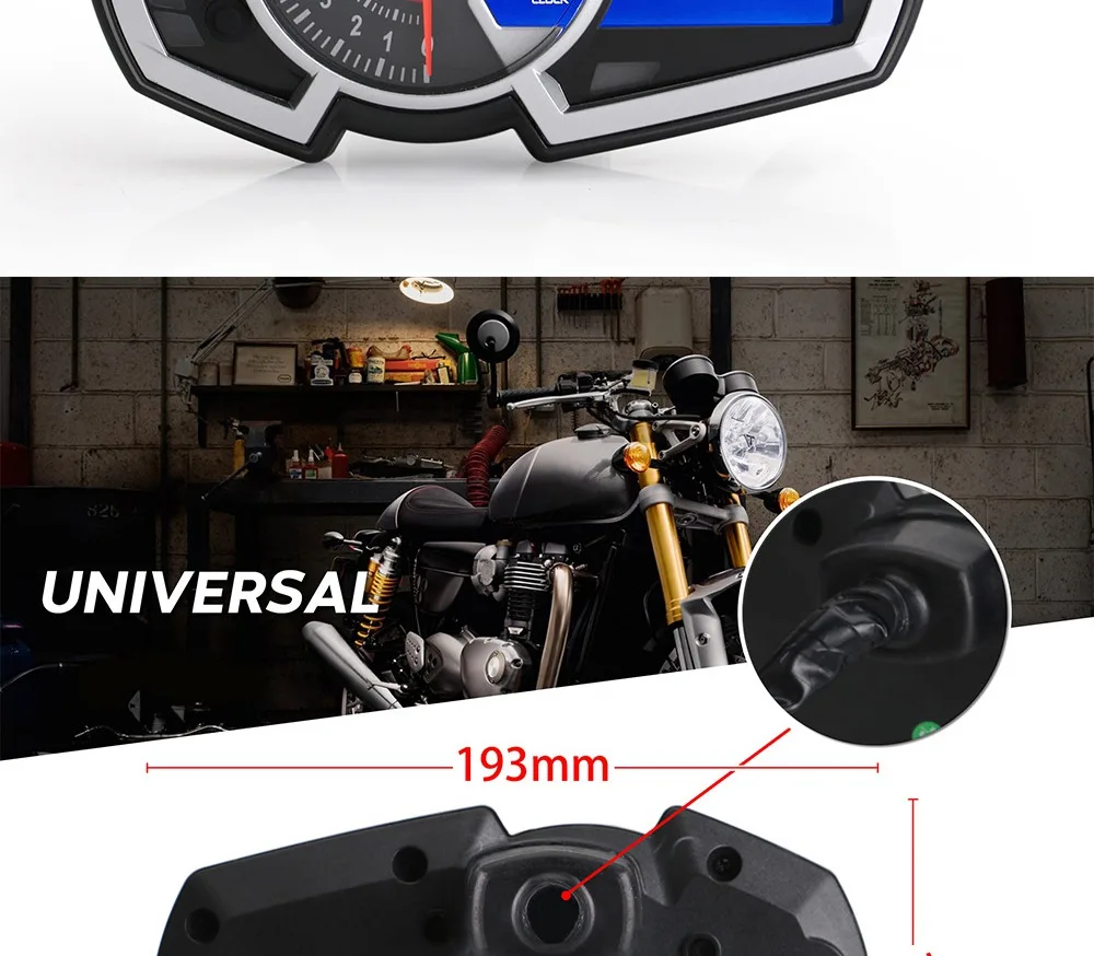 DIY Universal1, 2,4 цилиндрический lcd мотоциклетный гоночный уличный велосипедный спидометр, одометр об/мин датчик скорости топлива 13000 об/мин