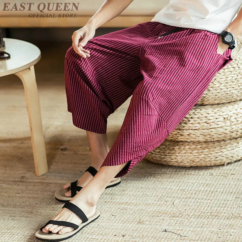 Харадзюку японские брюки летние хлопковые льняные брюки для кунг-фу уличная одежда с карманами винтажные китайские стильные брюки-кимоно KK2901