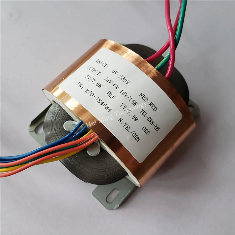 15V 0 0.5A 2*7V 1.06A трансформатор R Core R20 30VA пользовательские 220V/230V медный щит для