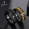 Letdiffery Cool Stainless Steel Rotatable Men Ring High Quality Spinner Chain Punk Women Jewelry for Party Gift 1