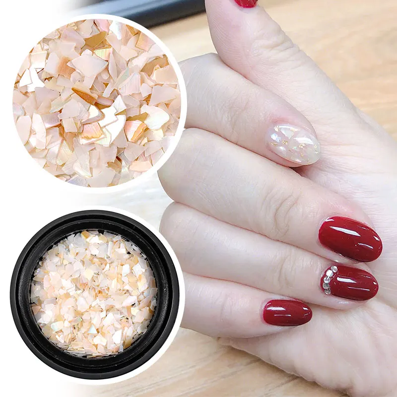 HNUIX 1 Box Shell Stone Nails Art Glitter for Nail UV Gel Nail Polish Flakies Decoration Nail Accessories