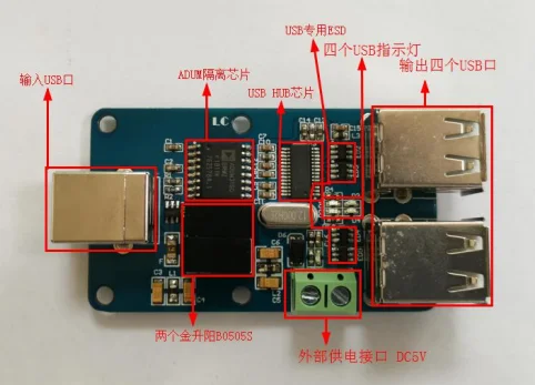 USB изолятор, 2500 В USB концентратор изолятор, USB монтажная плата, ADUM4160 ADUM3160 Поддержка USB управления передачей