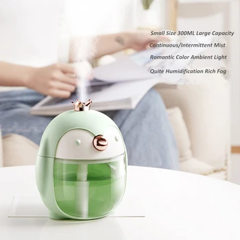 

Portable Ultrasonic Humidifier Cute Pet Penguin 300ML Air USB Aroma Essential Oil Diffuser With Color Night Lamp Umidificador