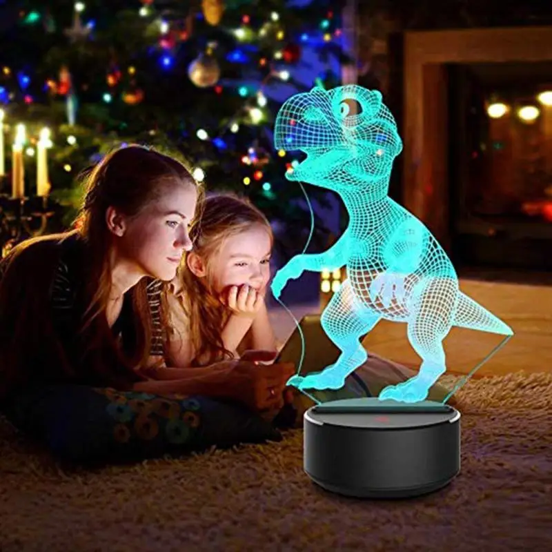 7 Colors Touch Control Night Light Halloween 3D Dinosaur LED Lamp Kids Gifts Living Room Bedroom Table Decoration | Освещение