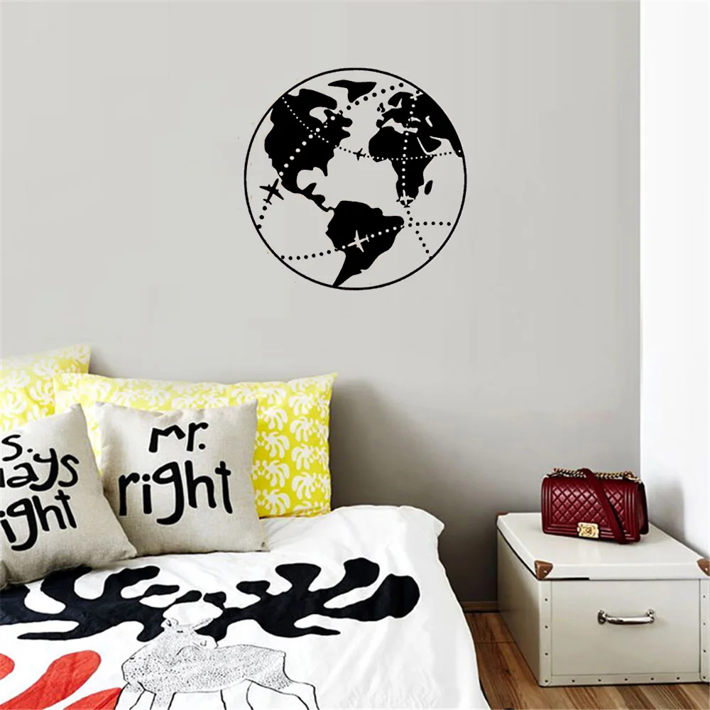 

Nature Earth Wall Sticker Globe Map Planet Life Seas Oceans Earth Wall Decal For Bedroom Decor Vinyl Mural DW12139