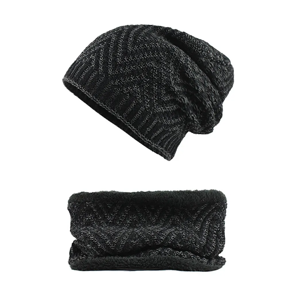 Зимняя шапка бини для мужчин и женщин, шапка, шарф, теплый шарф и шапка, набор для мужчин и женщин, шапка, шарф, набор, вязаная ветрозащитная шапка