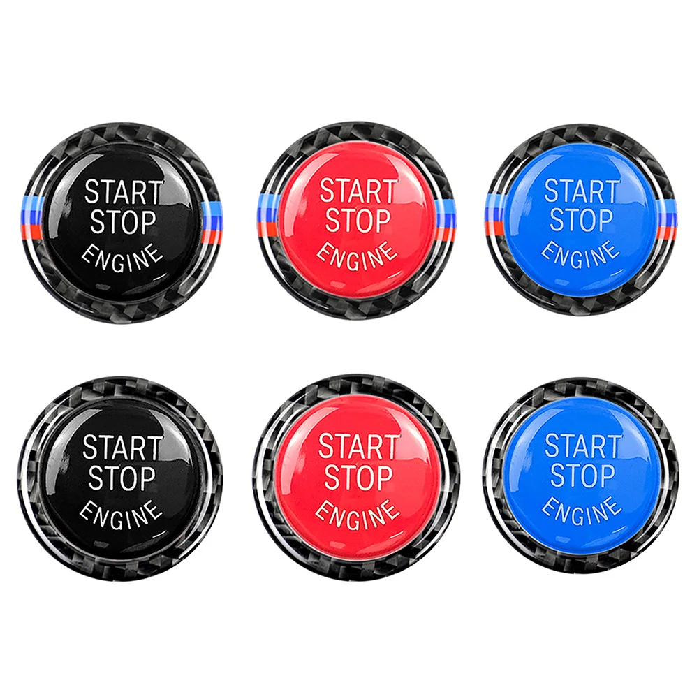 Ancher M-Color Circle Trim Sticker Cover Engine Switch Start Stop Button Ring Carbon Fiber for BMW E90 E93 320i 325i 328i 335i 2009-2012 