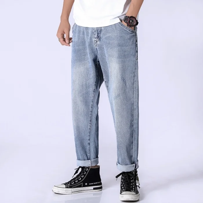 

Straight Male Jeans 2019 New Arrival Broad-Legged Pants Street Dance Style Hip-hop Jeans For Men