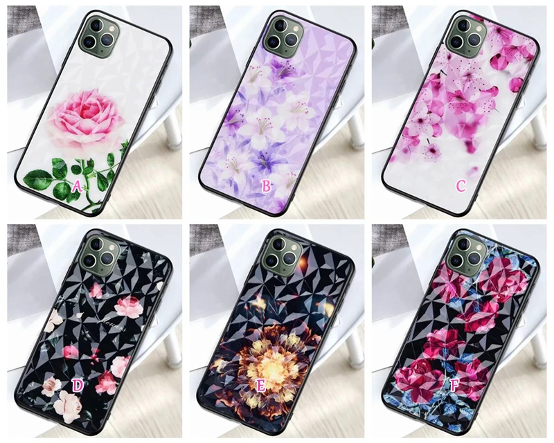 3D стереоскопический блестящий чехол с цветами и бриллиантами для Iphone 11 Pro Max XR XS X 8 7 6, твердый ПК акриловый+ ТПУ Роскошный 100 шт