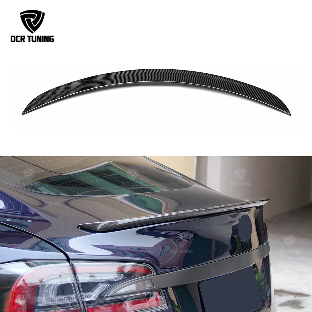 

Спойлер для заднего багажника автомобиля из углеродного волокна для Tesla Model S 4 Door Sedan, спойлер из углеродного волокна, глянцевый спойлер для багажника 2012 - 2020