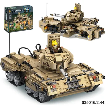 

NEW 1435pcs The Transformation Tank Base Building Blocks 2 Models Bricks WW2 Military Figures Toys For Kids