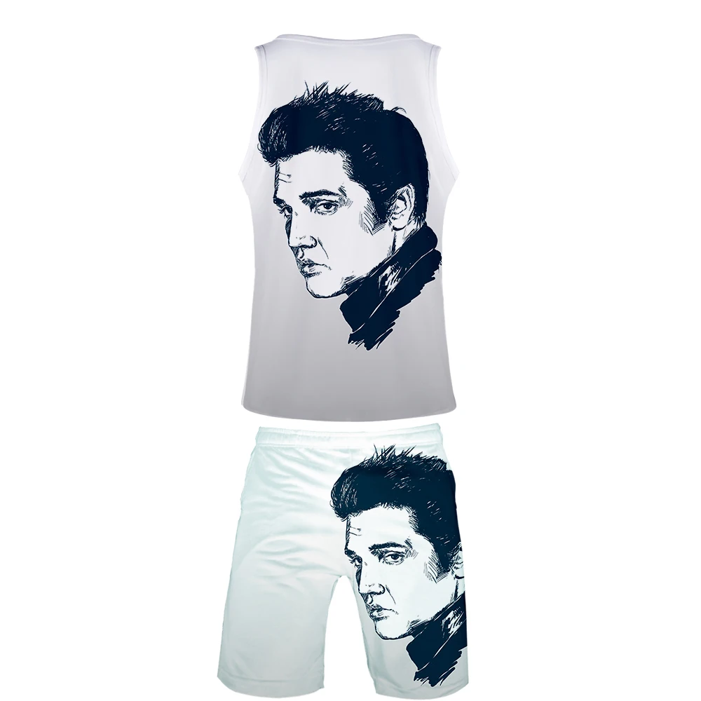 King Elvis Presley комплект из 2 предметов баскетбольная футболка Джерси костюм спортивные майки для мальчиков и Женский костюм пляжного типа больших размеров